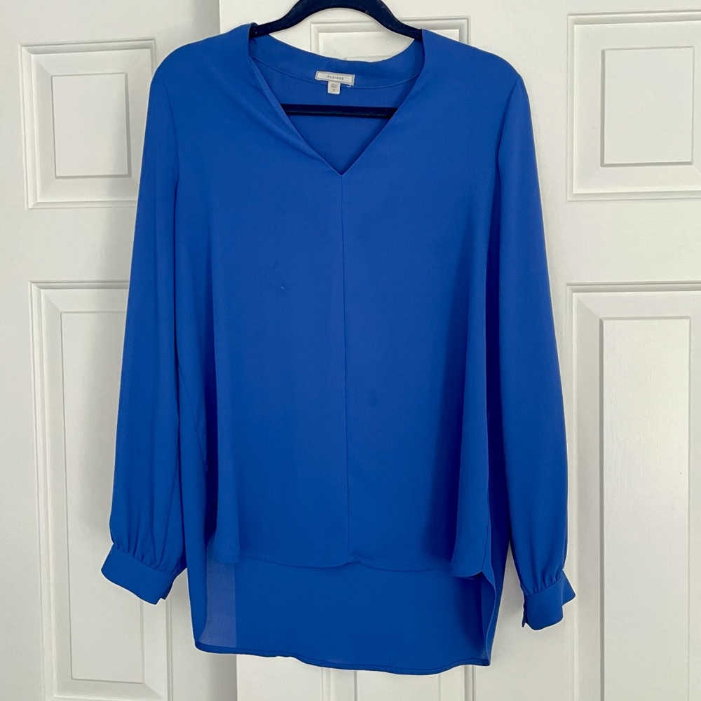 Pleione royal blue long sleeved blouse size M